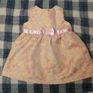 Golden Pink Flower Dress 4-6m